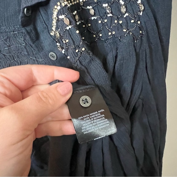 Anthropologie Floreat Beulah Beaded Button long Sleeve Tunic▪️size S Dark Gray - Picture 9 of 11